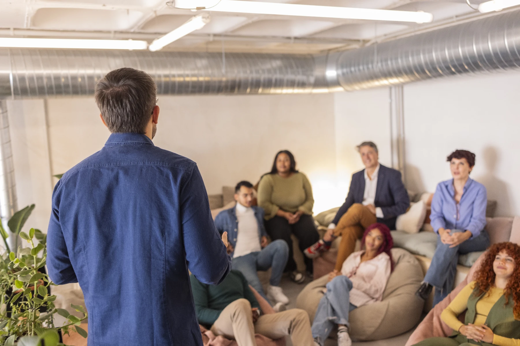 Business Presentation in Modern Workplace with Group